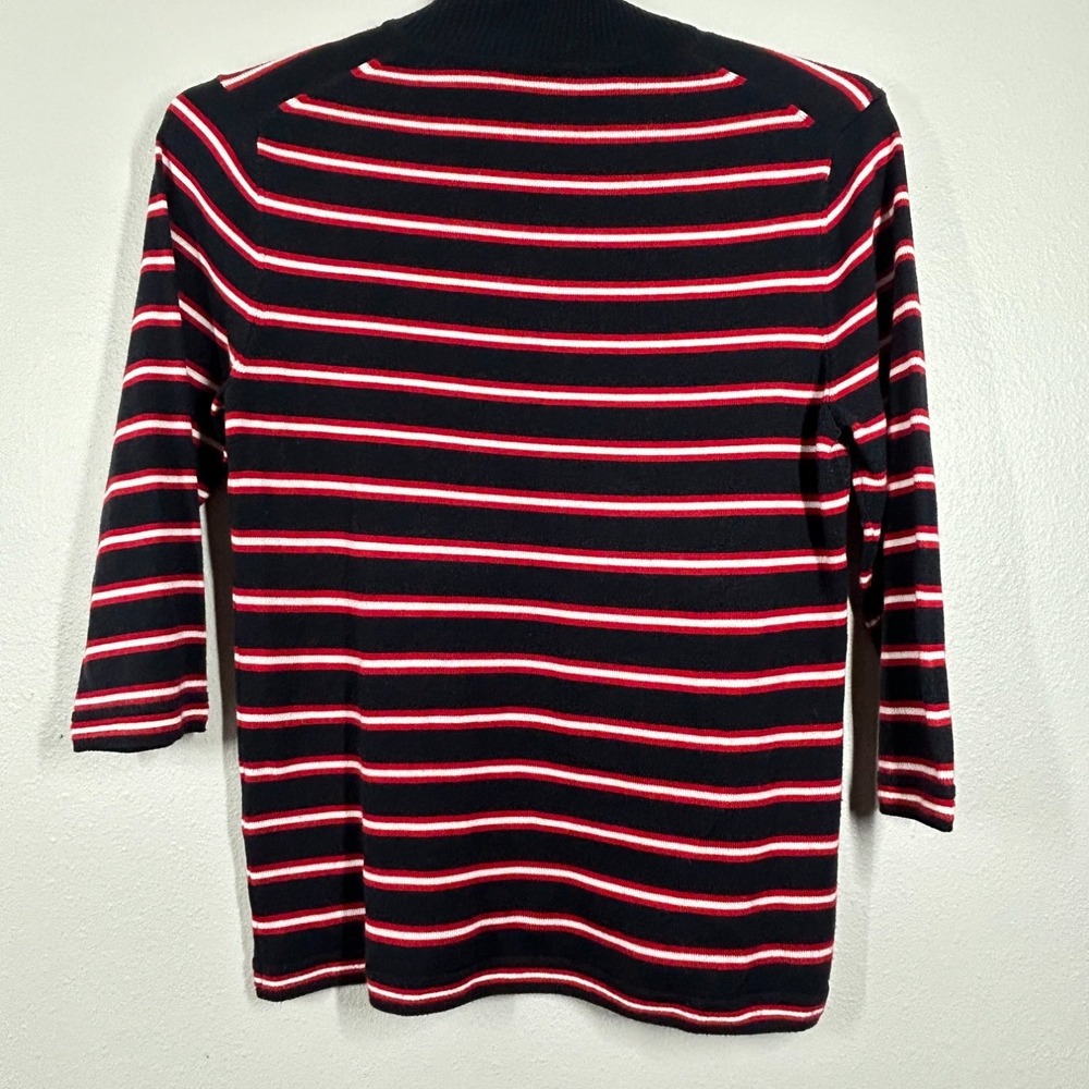 Tommy Hilfiger Womens Black Red Striped Cowl Neck Tunic Sweater L - Picture 11 of 11